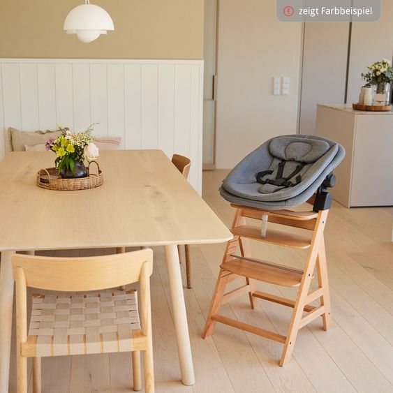 Hauck 4-pcs Alpha Plus Newborn Set High Chair + Bouncer 2in1 in Dark Grey Melange + Seat Cushion in Jersey Charcoal - Mint