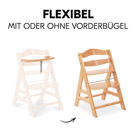 Hauck 4-tlg. Alpha Plus Newborn Set - Hochstuhl + Eco Bouncer 2in1 + Hochstuhlauflage Deluxe - Natur