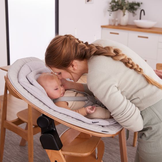 Hauck 4-tlg. Alpha Plus Newborn Set - Hochstuhl + Eco Bouncer 2in1 + Hochstuhlauflage Deluxe - Natur