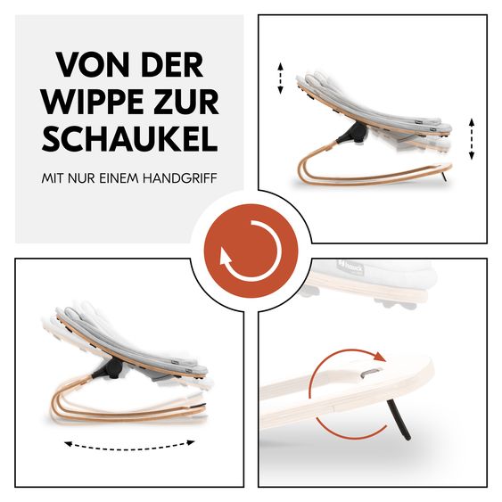 Hauck 4-tlg. Alpha Plus Newborn Set - Hochstuhl + Eco Bouncer 2in1 + Hochstuhlauflage Deluxe - Natur