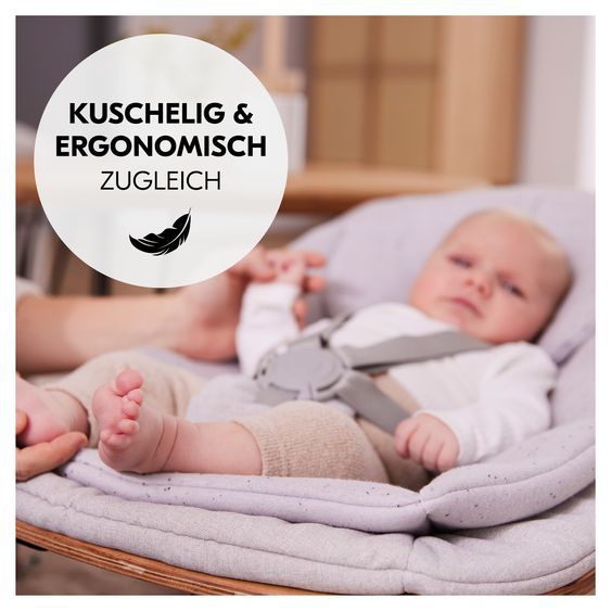 Hauck 4-tlg. Alpha Plus Newborn Set - Hochstuhl + Eco Bouncer 2in1 + Hochstuhlauflage Deluxe - Natur