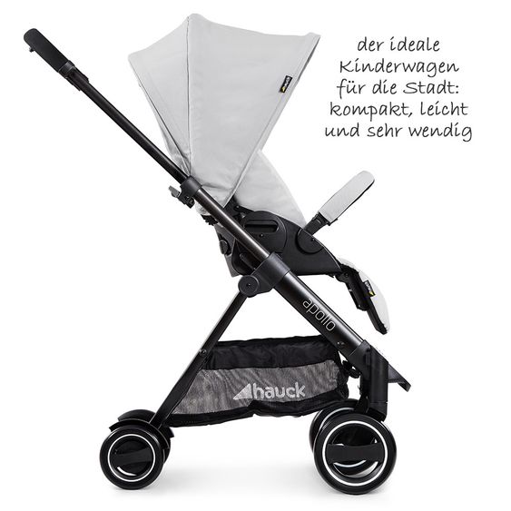 Hauck 4in1 Kinderwagen-Set Apollo inkl. Autositz, Isofix-Base, Babywanne, Sportsitz und XXL Zubehörpaket - Lunar