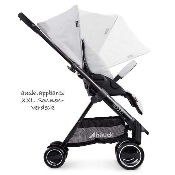 Hauck 4in1 Kinderwagen-Set Apollo inkl. Autositz, Isofix-Base, Babywanne, Sportsitz und XXL Zubehörpaket - Lunar