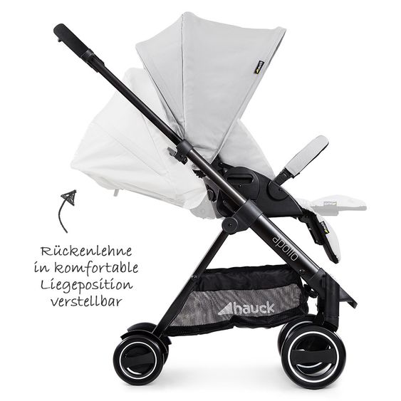 Hauck 4in1 Kinderwagen-Set Apollo inkl. Autositz, Isofix-Base, Babywanne, Sportsitz und XXL Zubehörpaket - Lunar