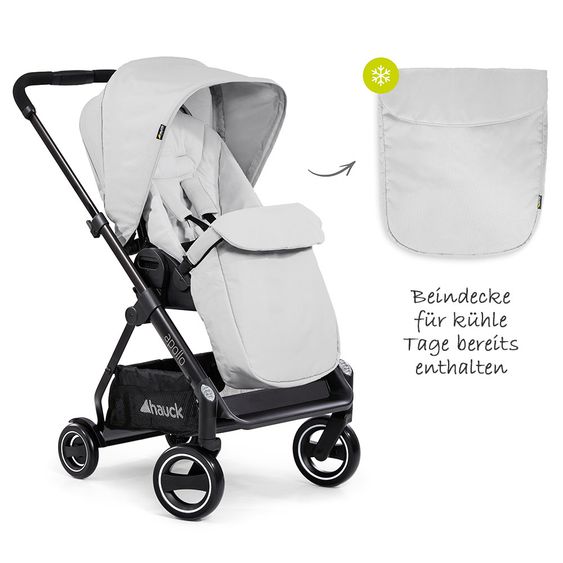 Hauck 4in1 Kinderwagen-Set Apollo inkl. Autositz, Isofix-Base, Babywanne, Sportsitz und XXL Zubehörpaket - Lunar