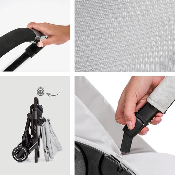 Hauck 4in1 Kinderwagen-Set Apollo inkl. Autositz, Isofix-Base, Babywanne, Sportsitz und XXL Zubehörpaket - Lunar