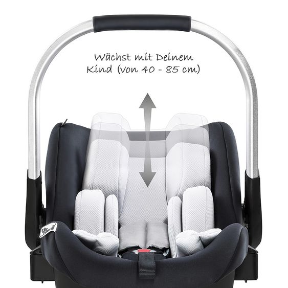 Hauck 4in1 Kinderwagen-Set Apollo inkl. Autositz, Isofix-Base, Babywanne, Sportsitz und XXL Zubehörpaket - Lunar