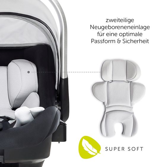 Hauck 4in1 Kinderwagen-Set Apollo inkl. Autositz, Isofix-Base, Babywanne, Sportsitz und XXL Zubehörpaket - Lunar