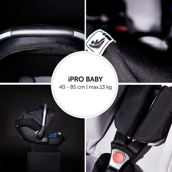 Hauck 4in1 Kinderwagen-Set Apollo inkl. Autositz, Isofix-Base, Babywanne, Sportsitz und XXL Zubehörpaket - Lunar