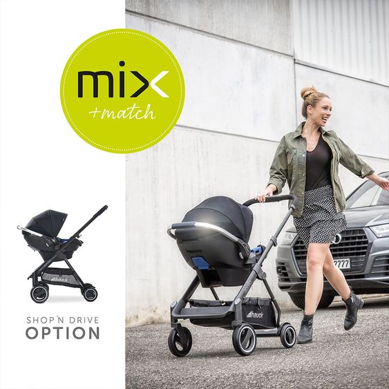 Hauck 4in1 Kinderwagen-Set Apollo inkl. Autositz, Isofix-Base, Babywanne, Sportsitz und XXL Zubehörpaket - Lunar
