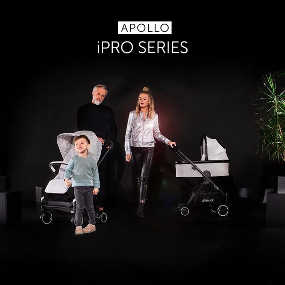 Hauck 4in1 Kinderwagen-Set Apollo inkl. Autositz, Isofix-Base, Babywanne, Sportsitz und XXL Zubehörpaket - Lunar