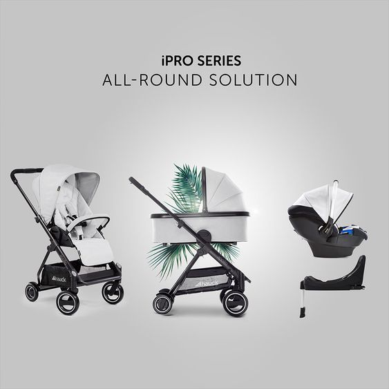 Hauck 4in1 Kinderwagen-Set Apollo inkl. Autositz, Isofix-Base, Babywanne, Sportsitz und XXL Zubehörpaket - Lunar