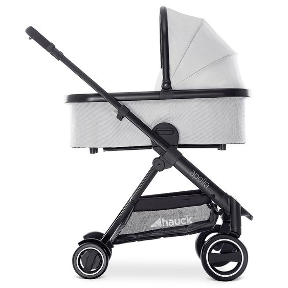 Hauck 4in1 Kinderwagen-Set Apollo inkl. Autositz, Isofix-Base, Babywanne, Sportsitz und XXL Zubehörpaket - Lunar