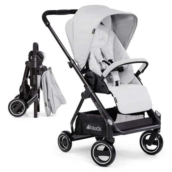 Hauck 4in1 Kinderwagen-Set Apollo inkl. Autositz, Isofix-Base, Babywanne, Sportsitz und XXL Zubehörpaket - Lunar