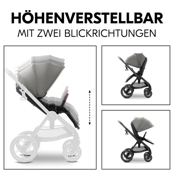 Hauck 4in1 Stroller Set Comfort N Care Air - incl. i-Size infant car seat Drive N Care, Isofix base & XXL accessory set - Dark Grey