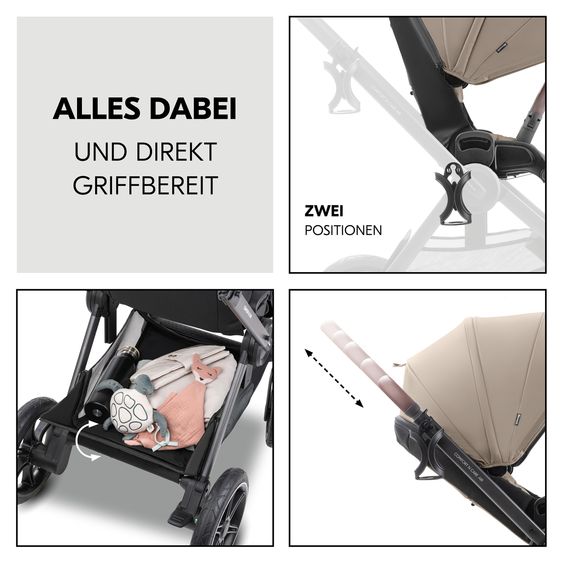 Hauck 4in1 Stroller Set Comfort N Care Air - incl. i-Size infant car seat Drive N Care, Isofix base & XXL accessory set - Mocha