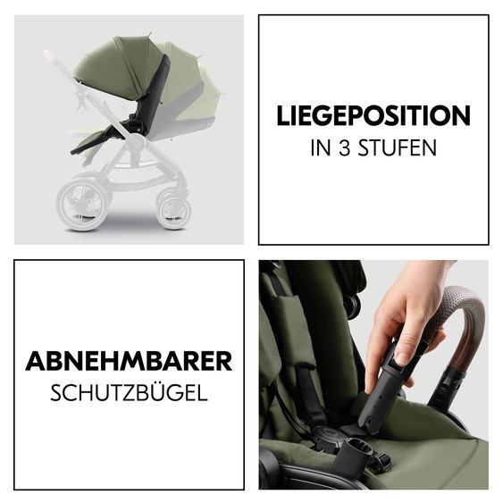 Hauck 4in1 Kinderwagen-Set Comfort N Care - inkl. i-Size Babyschale Drive N Care, Isofix-Base & XXL Zubehörset - Olive