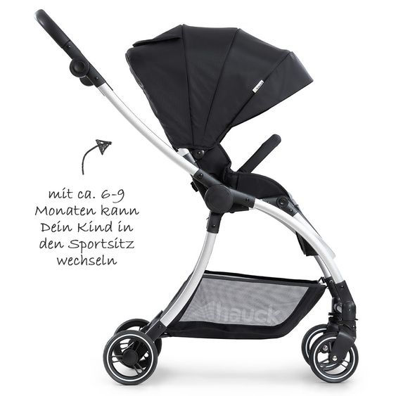 Hauck 4in1 Kinderwagen-Set Eagle 4S Duoset inkl. Autositz, Isofix-Base, Sportwagen, Babywanne & XXL Zubehörpaket - Black Grey