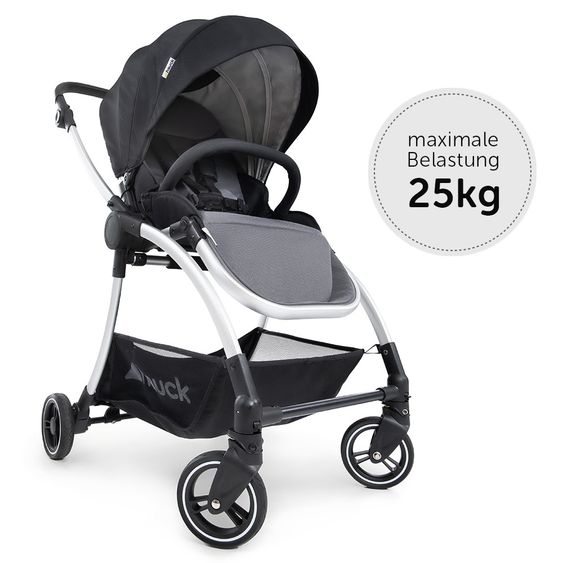 Hauck 4in1 Kinderwagen-Set Eagle 4S Duoset inkl. Autositz, Isofix-Base, Sportwagen, Babywanne & XXL Zubehörpaket - Black Grey