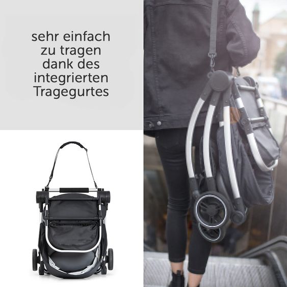 Hauck 4in1 Kinderwagen-Set Eagle 4S Duoset inkl. Autositz, Isofix-Base, Sportwagen, Babywanne & XXL Zubehörpaket - Black Grey