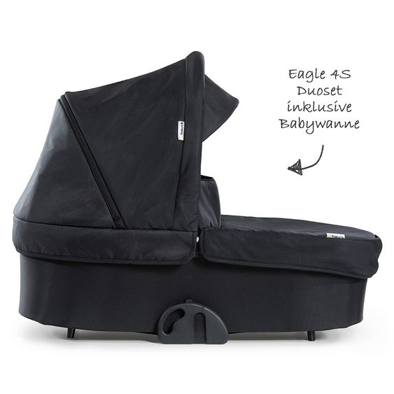 Hauck 4in1 Kinderwagen-Set Eagle 4S Duoset inkl. Autositz, Isofix-Base, Sportwagen, Babywanne & XXL Zubehörpaket - Black Grey