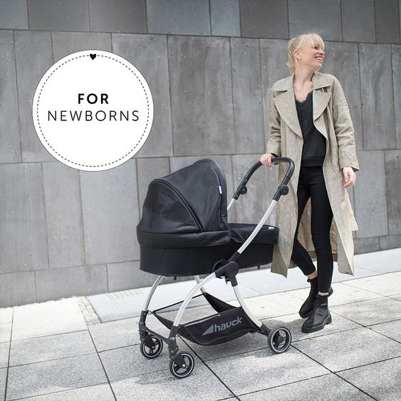 Hauck 4in1 Kinderwagen-Set Eagle 4S Duoset inkl. Autositz, Isofix-Base, Sportwagen, Babywanne & XXL Zubehörpaket - Black Grey