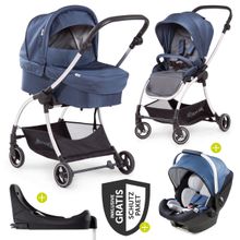 4in1 Kinderwagen-Set Eagle 4S Duoset inkl. Autositz, Isofix-Base, Sportwagen, Babywanne & XXL Zubehörpaket - Denim Grey
