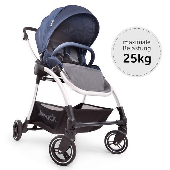 Hauck 4in1 Kinderwagen-Set Eagle 4S Duoset inkl. Autositz, Isofix-Base, Sportwagen, Babywanne & XXL Zubehörpaket - Denim Grey