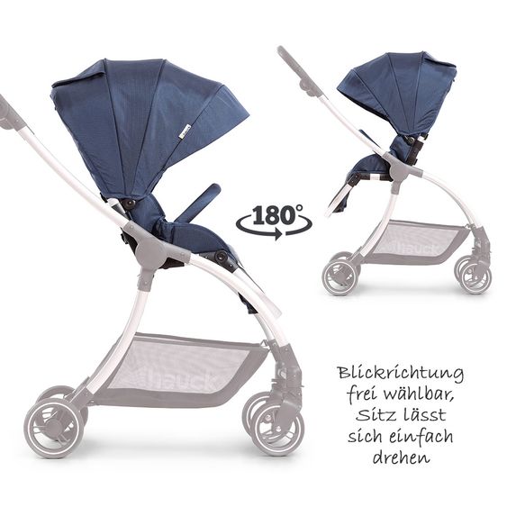 Hauck 4in1 Kinderwagen-Set Eagle 4S Duoset inkl. Autositz, Isofix-Base, Sportwagen, Babywanne & XXL Zubehörpaket - Denim Grey