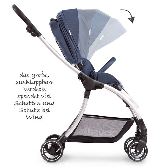 Hauck 4in1 Kinderwagen-Set Eagle 4S Duoset inkl. Autositz, Isofix-Base, Sportwagen, Babywanne & XXL Zubehörpaket - Denim Grey