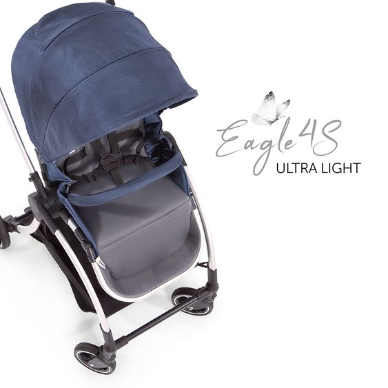 Hauck 4in1 Kinderwagen-Set Eagle 4S Duoset inkl. Autositz, Isofix-Base, Sportwagen, Babywanne & XXL Zubehörpaket - Denim Grey