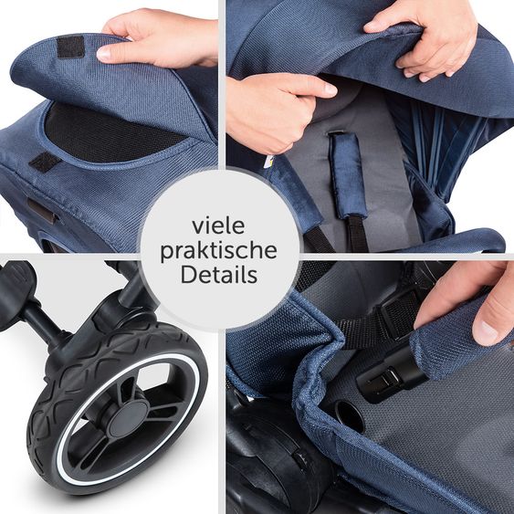 Hauck 4in1 Kinderwagen-Set Eagle 4S Duoset inkl. Autositz, Isofix-Base, Sportwagen, Babywanne & XXL Zubehörpaket - Denim Grey