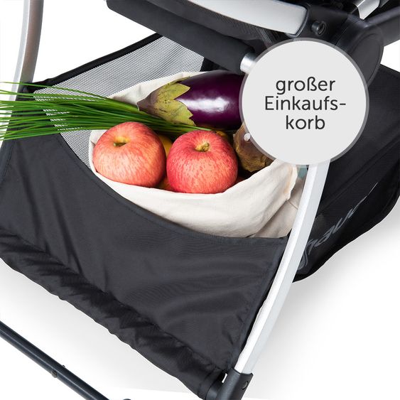 Hauck 4in1 Kinderwagen-Set Eagle 4S Duoset inkl. Autositz, Isofix-Base, Sportwagen, Babywanne & XXL Zubehörpaket - Denim Grey