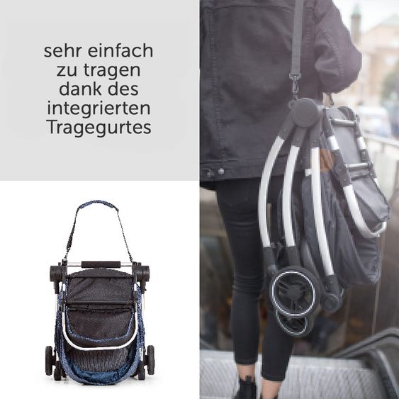 Hauck 4in1 Kinderwagen-Set Eagle 4S Duoset inkl. Autositz, Isofix-Base, Sportwagen, Babywanne & XXL Zubehörpaket - Denim Grey