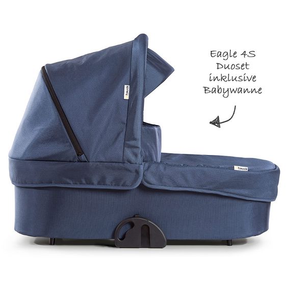 Hauck 4in1 Kinderwagen-Set Eagle 4S Duoset inkl. Autositz, Isofix-Base, Sportwagen, Babywanne & XXL Zubehörpaket - Denim Grey