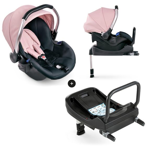 Hauck 4in1 Kinderwagen-Set Eagle 4S Duoset inkl. Autositz, Isofix-Base, Sportwagen, Babywanne & XXL Zubehörpaket - Pink Grey