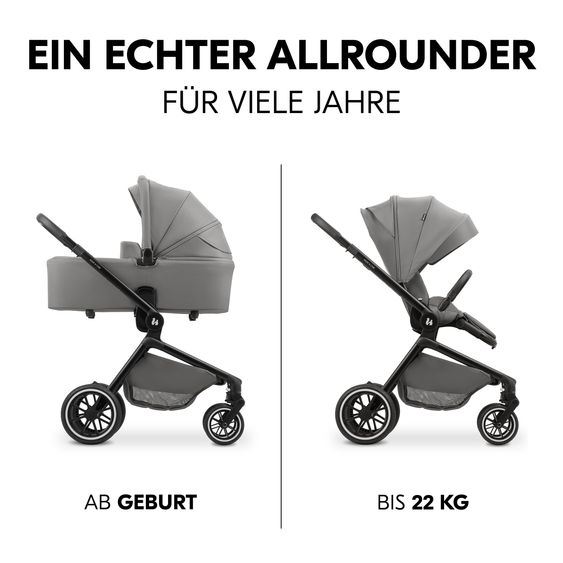 Hauck Set di passeggini 4in1 con seggiolino auto i-Size Drive N Care e base Isofix e set di accessori XXL - Grigio scuro