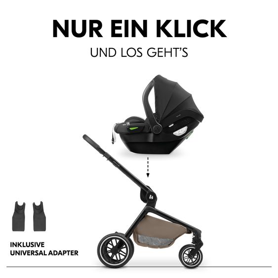 Hauck Set di passeggini 4in1 con seggiolino auto i-Size Drive N Care e base Isofix e set di accessori XXL - Moka