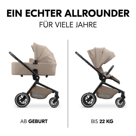 Hauck Set di passeggini 4in1 con seggiolino auto i-Size Drive N Care e base Isofix e set di accessori XXL - Moka