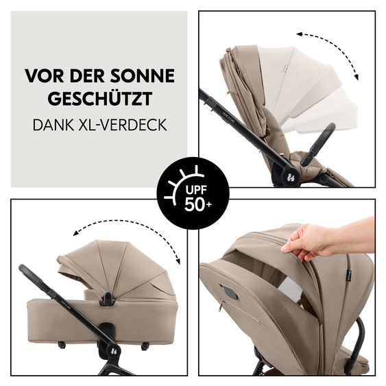Hauck Set di passeggini 4in1 con seggiolino auto i-Size Drive N Care e base Isofix e set di accessori XXL - Moka