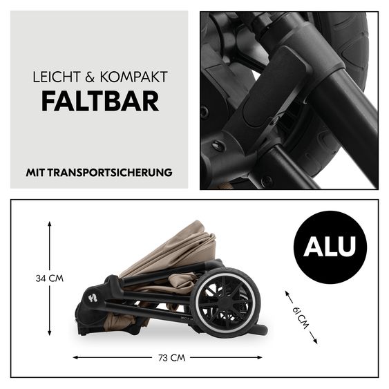 Hauck Set di passeggini 4in1 con seggiolino auto i-Size Drive N Care e base Isofix e set di accessori XXL - Moka
