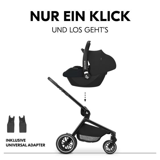 Hauck 4in1 Kinderwagen-Set Move N Care Trio Set inkl. Maxi-Cosi i-Size Pebble Pro & Isofix-Basis FamilyFix3 & XXL Zubehörset - Black