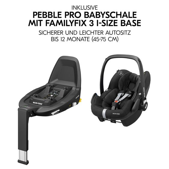 Hauck 4in1 Kinderwagen-Set Move N Care Trio Set inkl. Maxi-Cosi i-Size Pebble Pro & Isofix-Basis FamilyFix3 & XXL Zubehörset - Dark Grey
