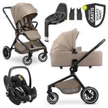4in1 Kinderwagen-Set Move N Care Trio Set inkl. Maxi-Cosi i-Size Pebble Pro & Isofix-Basis FamilyFix3 & XXL Zubehörset - Mocha