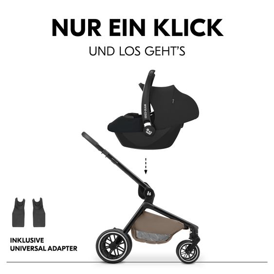 Hauck 4in1 Kinderwagen-Set Move N Care Trio Set inkl. Maxi-Cosi i-Size Pebble Pro & Isofix-Basis FamilyFix3 & XXL Zubehörset - Mocha