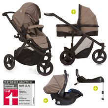 4in1 Kinderwagen-Set Maxan 3 Plus inkl. Babyschale Comfort Fix und Isofix Basis - Melange Sand