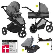 4in1 Kinderwagen-Set Maxan 3 Plus inkl. Babyschale Comfort Fix und Isofix Basis - Melange Stone