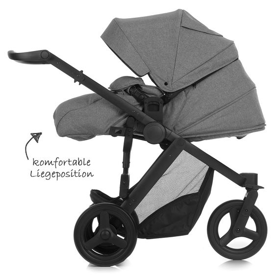 Hauck 4in1 Kinderwagen-Set Maxan 3 Plus inkl. Babyschale Comfort Fix und Isofix Basis - Melange Stone