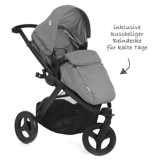 Hauck 4in1 Kinderwagen-Set Maxan 3 Plus inkl. Babyschale Comfort Fix und Isofix Basis - Melange Stone