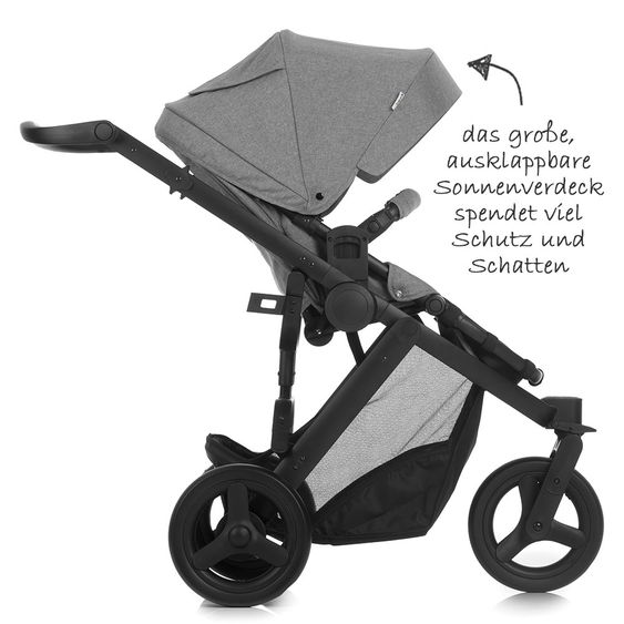 Hauck 4in1 Kinderwagen-Set Maxan 3 Plus inkl. Babyschale Comfort Fix und Isofix Basis - Melange Stone